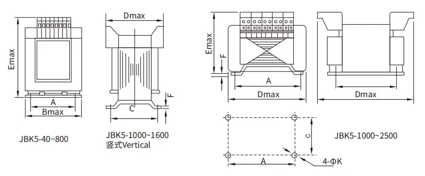 Dimensional-drawing-of-low-voltage-dry-type-machine-tool-control-transformer